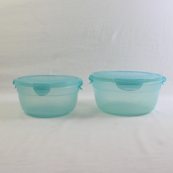 Lot of 2 Lock & Lock 1.4L and 2.1L Blue Plastic Food Container Bowls