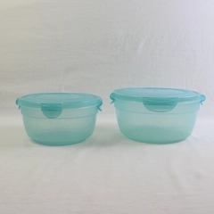 Lot of 2 Lock & Lock 1.4L and 2.1L Blue Plastic Food Container Bowls