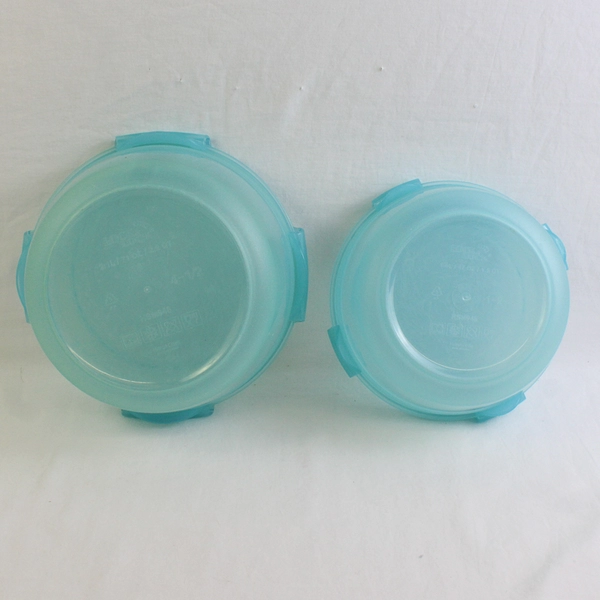 Lot of 2 Lock & Lock 1.4L and 2.1L Blue Plastic Food Container Bowls