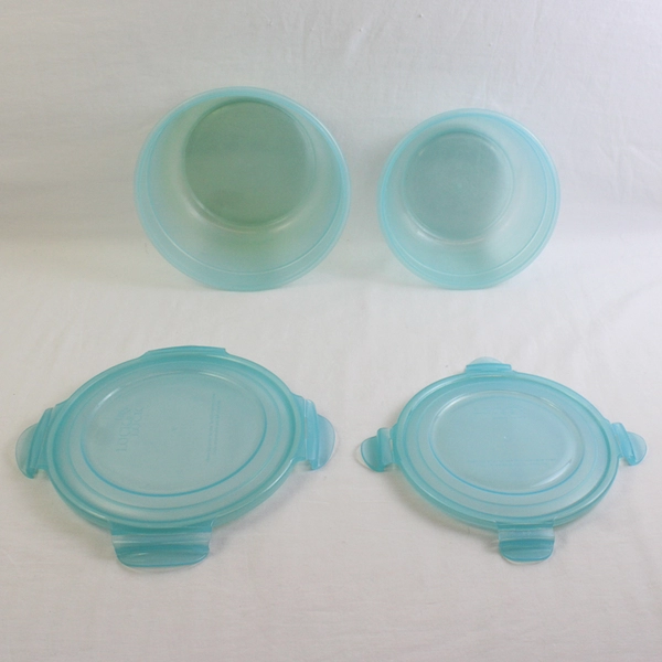 Lot of 2 Lock & Lock 1.4L and 2.1L Blue Plastic Food Container Bowls