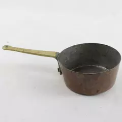 Vintage Tin-Lined Copper Pan with Brass Handle 8" Collector Decor