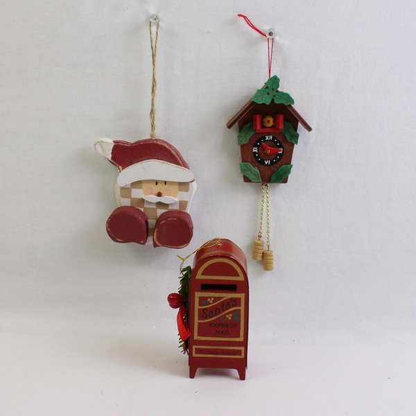 Lot of 12 Unbranded Wood Christmas Ornaments Rustic Holiday Tree Decorations