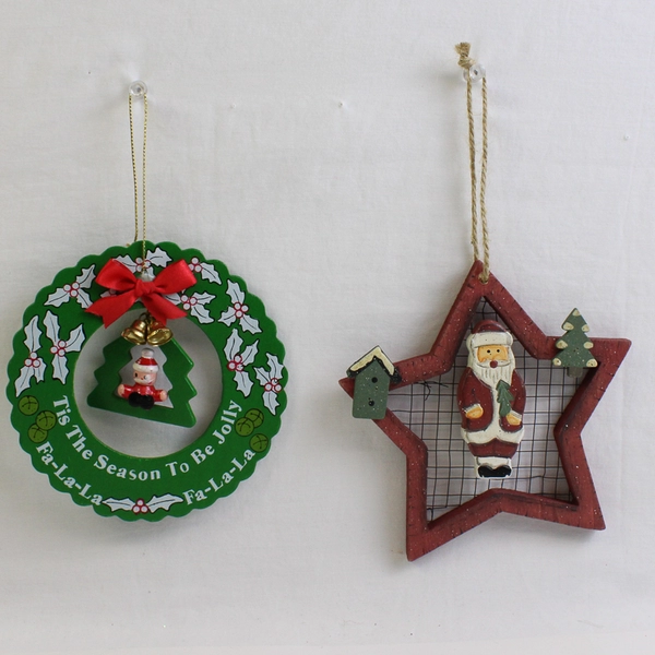 Lot of 12 Unbranded Wood Christmas Ornaments Rustic Holiday Tree Decorations