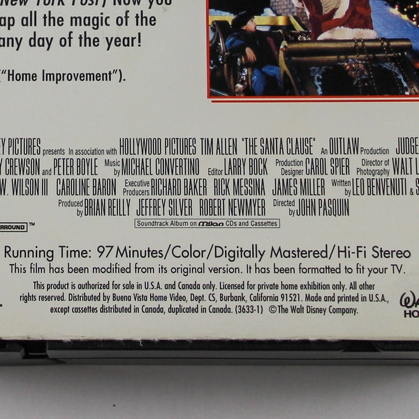 Disney's The Santa Clause VHS Movie 1998 Tim Allen Judge Reinhold