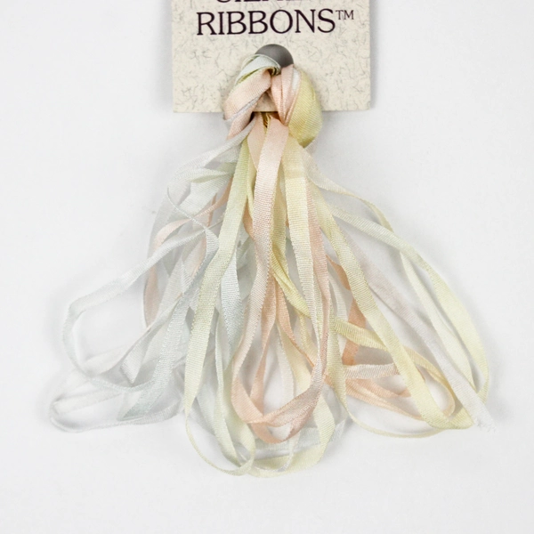 Lot of 2 Silk Ribbons 4 mm/4 Yards The Thread Gatherer - Gold & Spring Rainbow 