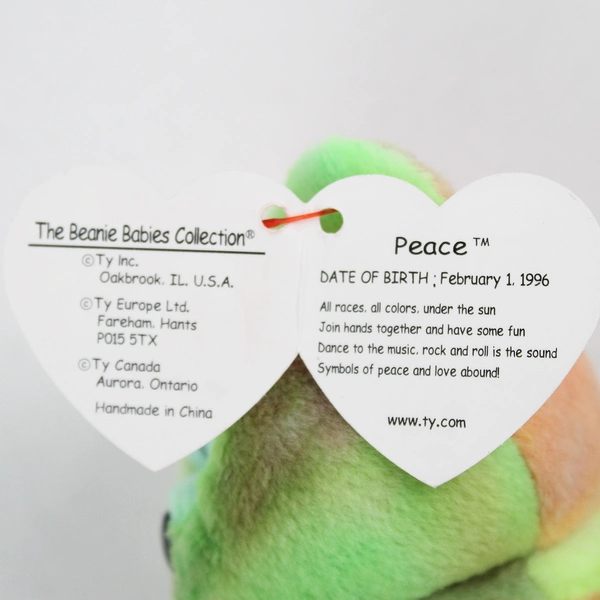 TY Beanie Babies Peace 1996 Pastel Tie Dye Bear With Tag Plush Toy
