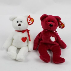 Lot Of 2 TY Beanie Babies Valentino 1993 & Valentina 1999 Bear W/ Tag Plush Toy