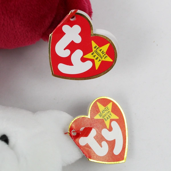 Lot Of 2 TY Beanie Babies Valentino 1993 & Valentina 1999 Bear W/ Tag Plush Toy
