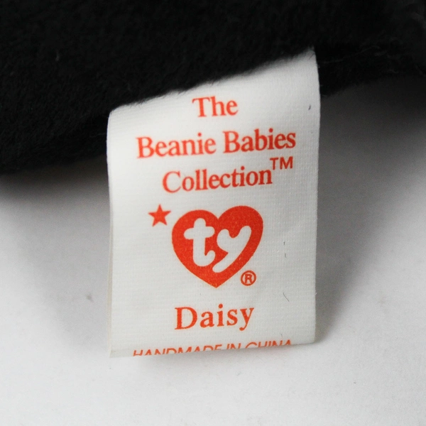 TY Beanie Baby Daisy 1993 Black/White Cow With Ear Tag Error 1994 Push Doll Toy