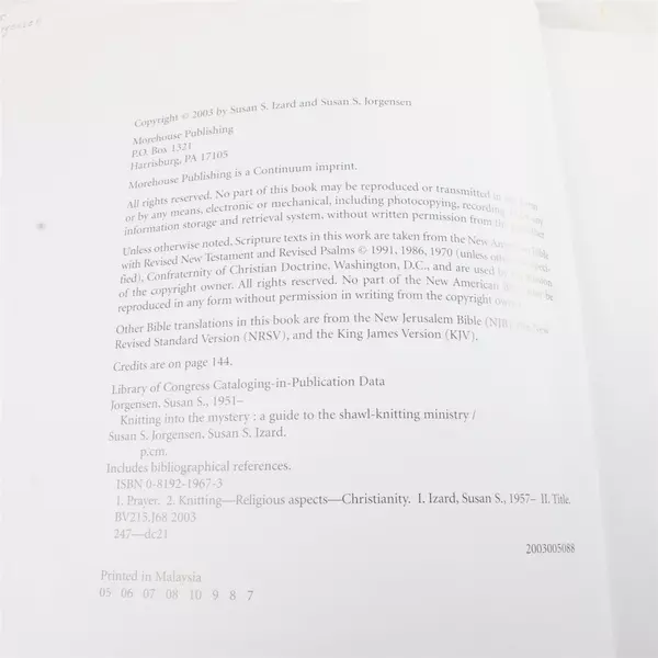 Knitting Into the Mystery: Guide to Shawl-Knitting Ministry Hardcover