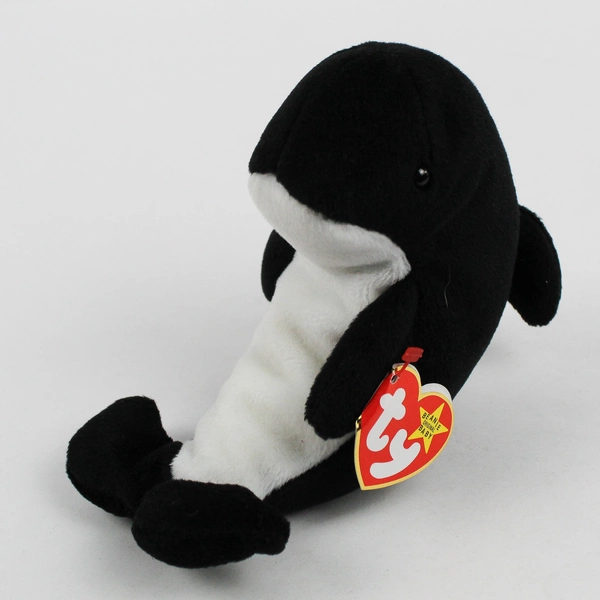 Ty Beanie Babies Waves 1996 Black/White Orca Whale With Tag Plush Toy