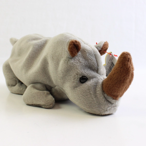 TY Beanie Babies Spike 1996 Gray Rhino With Tag Plush Toy