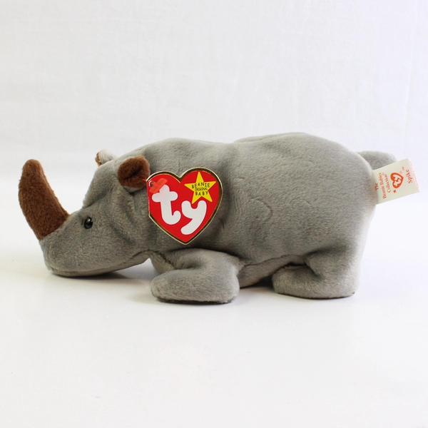 TY Beanie Babies Spike 1996 Gray Rhino With Tag Plush Toy