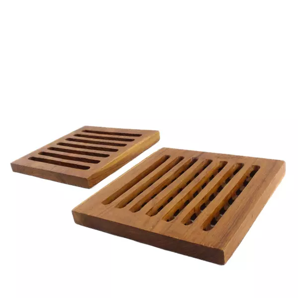 Vintage Teak Trivets Hot Pads Made in Thailand Set of 2 7.75" Wood