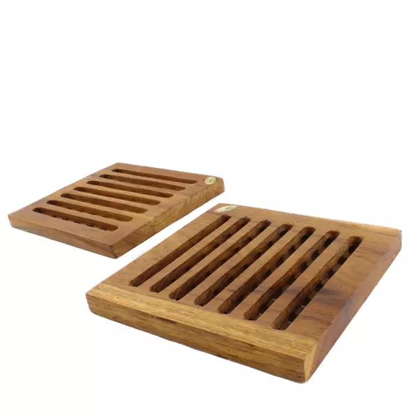 Vintage Teak Trivets Hot Pads Made in Thailand Set of 2 7.75" Wood