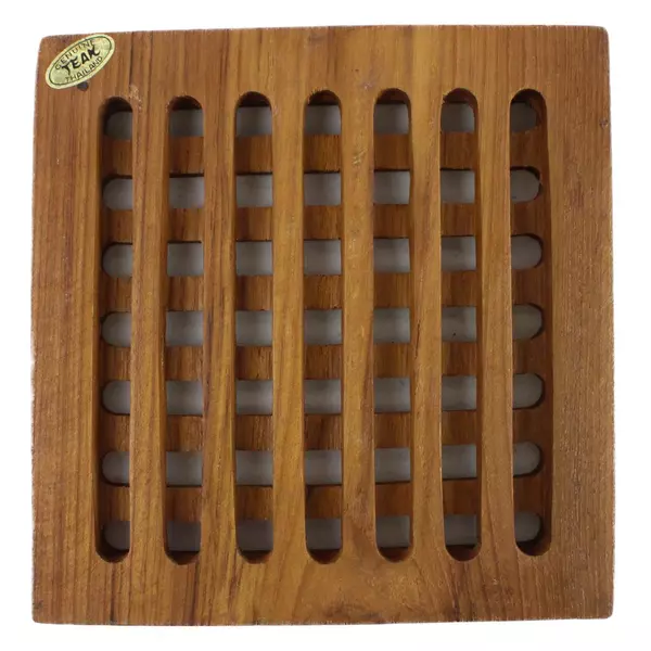 Vintage Teak Trivets Hot Pads Made in Thailand Set of 2 7.75" Wood