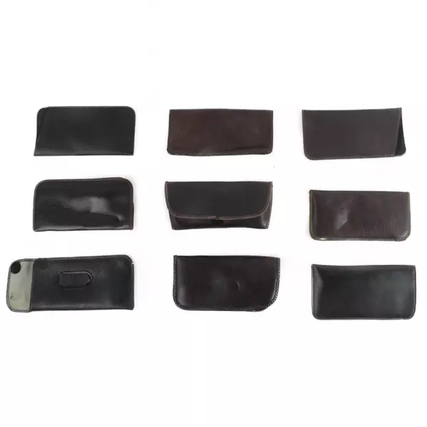 Lot of 9 Half-Clip Felt-Lined Soft Eyeglass Cases Brown (4) Black (5)