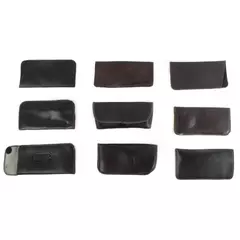 Lot of 9 Half-Clip Felt-Lined Soft Eyeglass Cases Brown (4) Black (5)