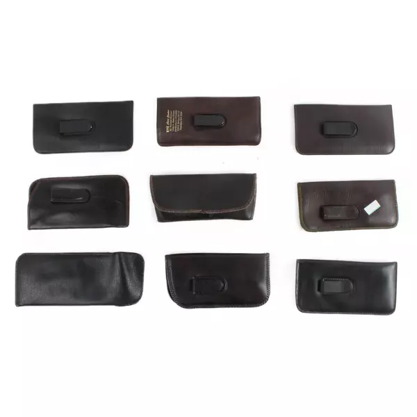 Lot of 9 Half-Clip Felt-Lined Soft Eyeglass Cases Brown (4) Black (5)