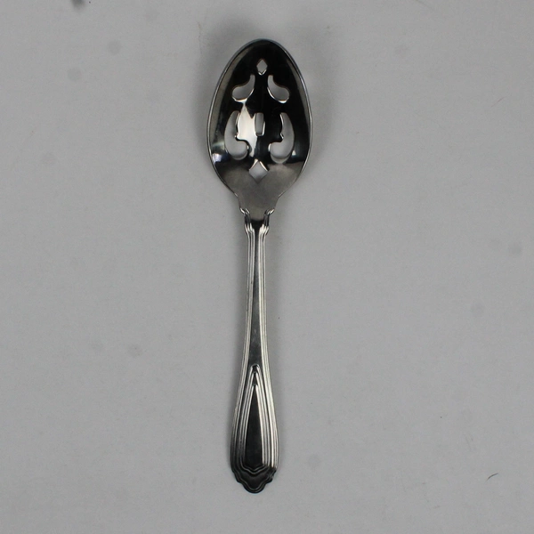 A Wallace Silver Montre Pattern Pierced Serving Spoon 18/10 Stainless 8.25" Good