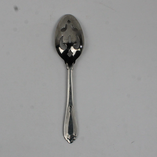 A Wallace Silver Montre Pattern Pierced Serving Spoon 18/10 Stainless 8.25" Good