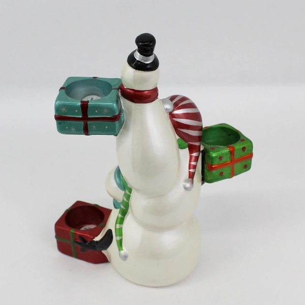 Pier 1 Snowman Trio Triple Tea Light Candle Holder