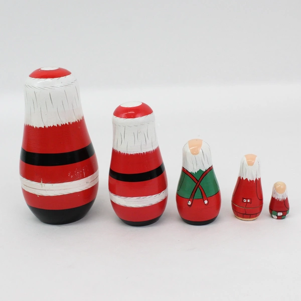 Vintage Oriental Trading Co. 5 Piece Santa Wooden Nesting Doll Set