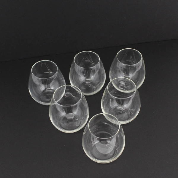 Set Of 6 Clear Stemless Wine Drinking Glasses 4 Inch
