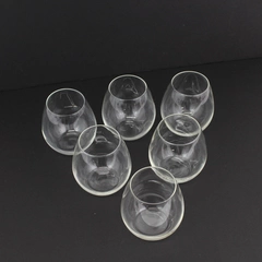 Set Of 6 Clear Stemless Wine Drinking Glasses 4 Inch
