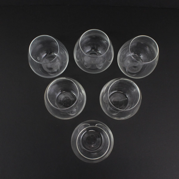 Set Of 6 Clear Stemless Wine Drinking Glasses 4 Inch