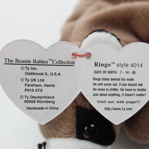 Ty Beanie Babies Ringo 1995 Brown Raccoon Plush w/ Tag Stuffed Animal