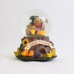 Vintage Turkey Fall Autumn Thanksgiving Harvest Musical Snow Globe 5"