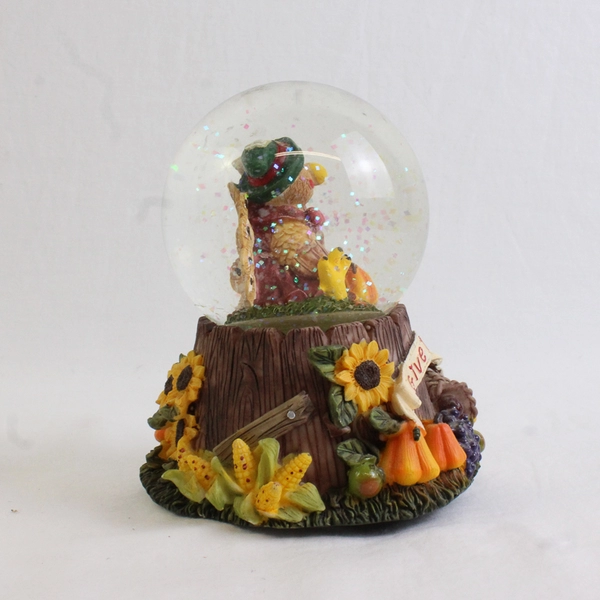 Vintage Turkey Fall Autumn Thanksgiving Harvest Musical Snow Globe 5"