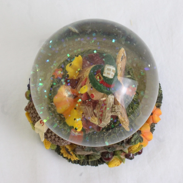 Vintage Turkey Fall Autumn Thanksgiving Harvest Musical Snow Globe 5"