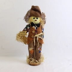 Vintage Autumn Halloween Thanksgiving Scarecrow Doll On Base 15"