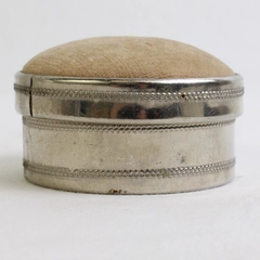 Vintage Round Pin Cushion Trinket Box 2 3/4"