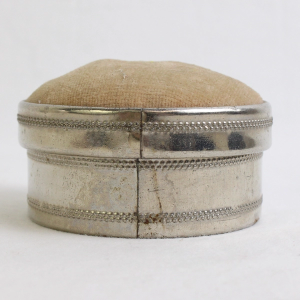 Vintage Round Pin Cushion Trinket Box 2 3/4"