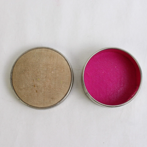 Vintage Round Pin Cushion Trinket Box 2 3/4"