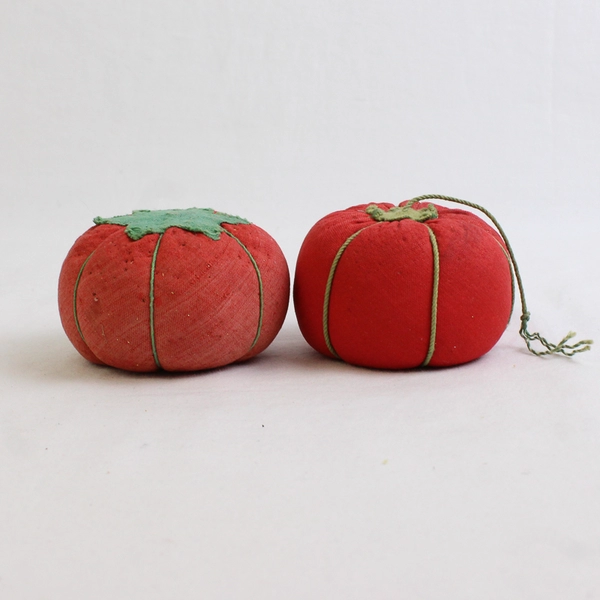 Lot of 2 Vintage Red Tomato Pin Cushions