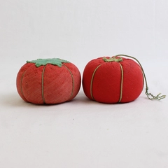 Lot of 2 Vintage Red Tomato Pin Cushions