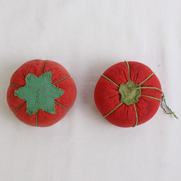 Lot of 2 Vintage Red Tomato Pin Cushions