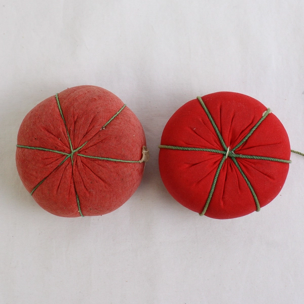 Lot of 2 Vintage Red Tomato Pin Cushions