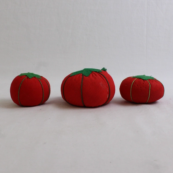 Lot of 3 Vintage Red Tomato Pin Cushions for Pins and Sewing Needles