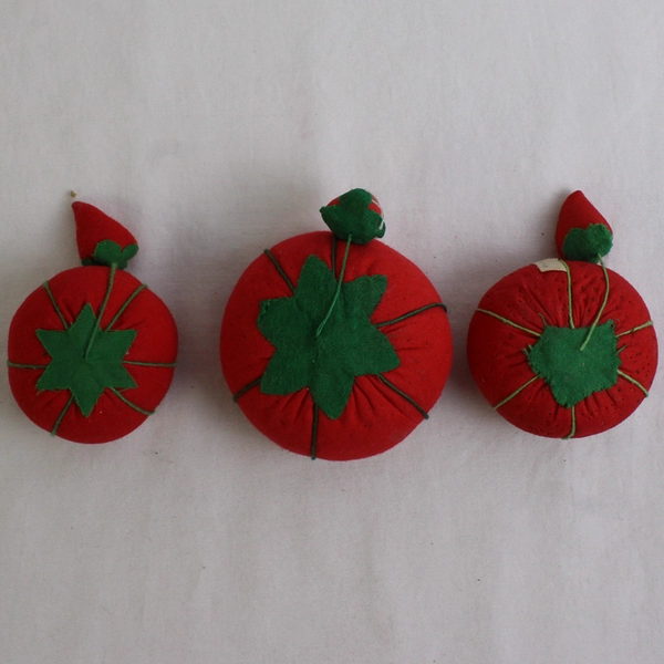 Lot of 3 Vintage Red Tomato Pin Cushions for Pins and Sewing Needles