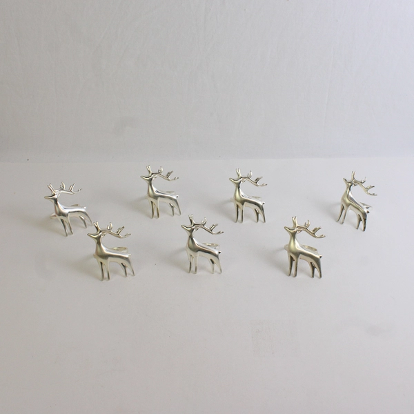 Lot Of 7 Matching Unbranded Metal Napkin Holder Rings Reindeer Shaped 3" Tall