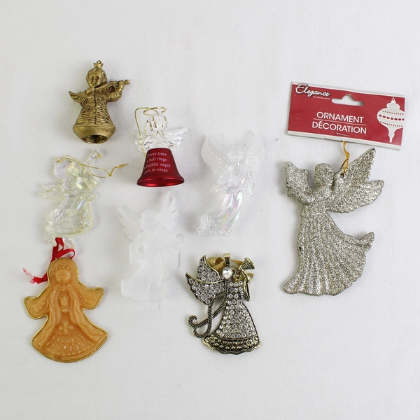 Lot of 8 Angel Ornaments Various Materials and Sizes