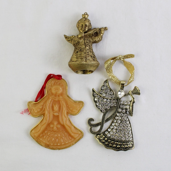 Lot of 8 Angel Ornaments Various Materials and Sizes