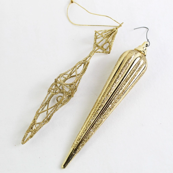 Lot of 5 Unbranded Icicle Ornaments Multiple Materials and Sizes