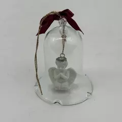 Vintage Glass Cherub Bell Christmas Ornament 