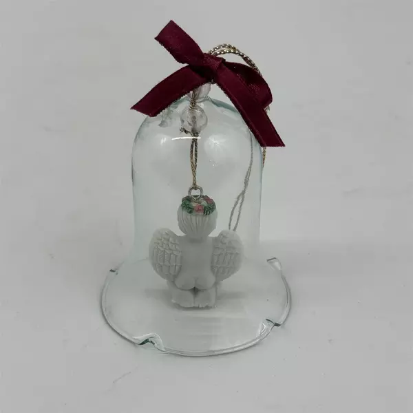 Vintage Glass Cherub Bell Christmas Ornament 